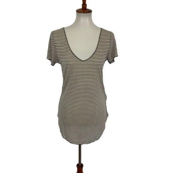 Vox Populi Tee Small Striped Short Sleeve Casual Y2K Basic Layering Soft Retro S - Picture 1 of 6